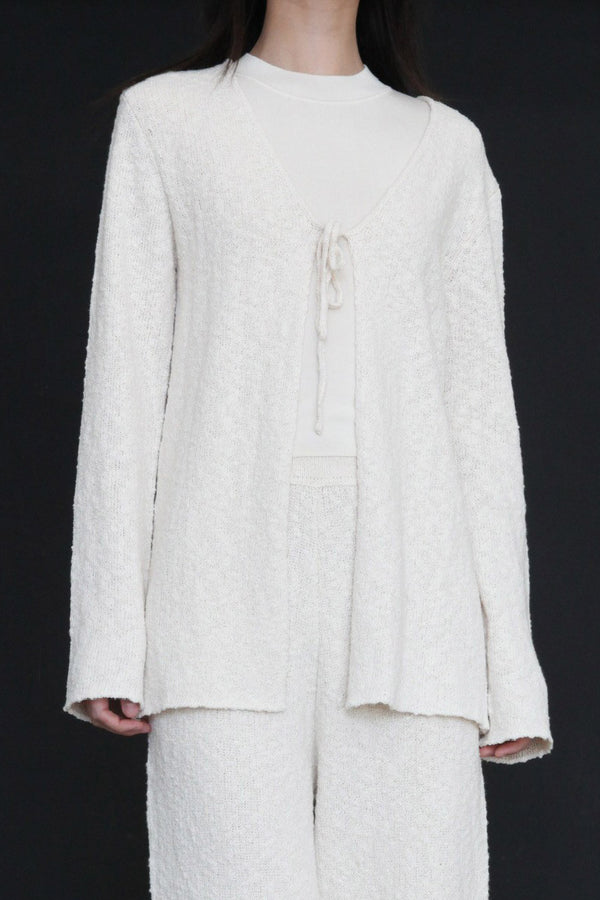 SWAYING/KNIT lace-up long-sleeved cardigan SW24SS1T74 white PS77